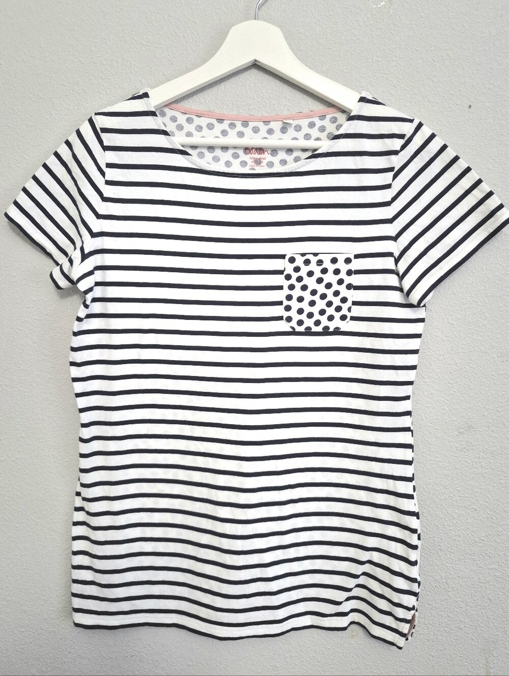 Boden Navy Stripe Polka Dot Tee Size 6
